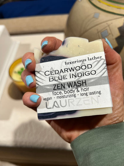 LaurZen Cedarwood & Blue Indigo 3-in-1 Zen Wash for Face, Body, and Hair