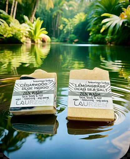 LaurZen Lemongrass Dead Sea Salt 3-in-1 Zen Wash for Face, Body, and Hair