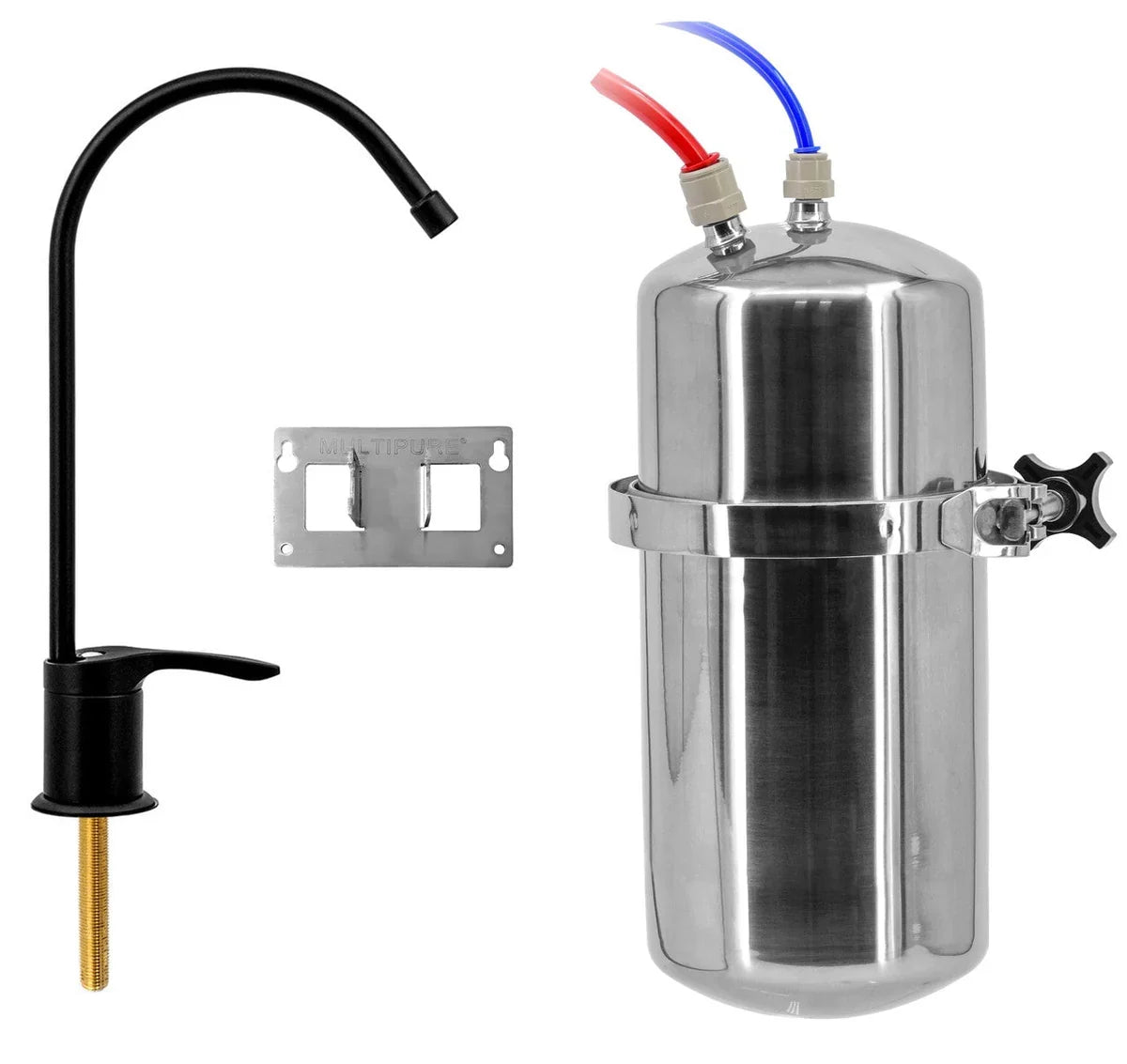 Aquaperform below-sink system with black faucet