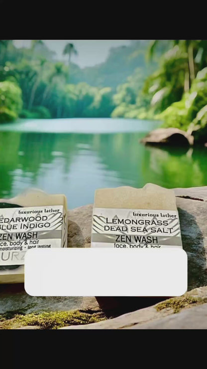 LaurZen Lemongrass Dead Sea Salt 3-in-1 Zen Wash for Face, Body, and Hair