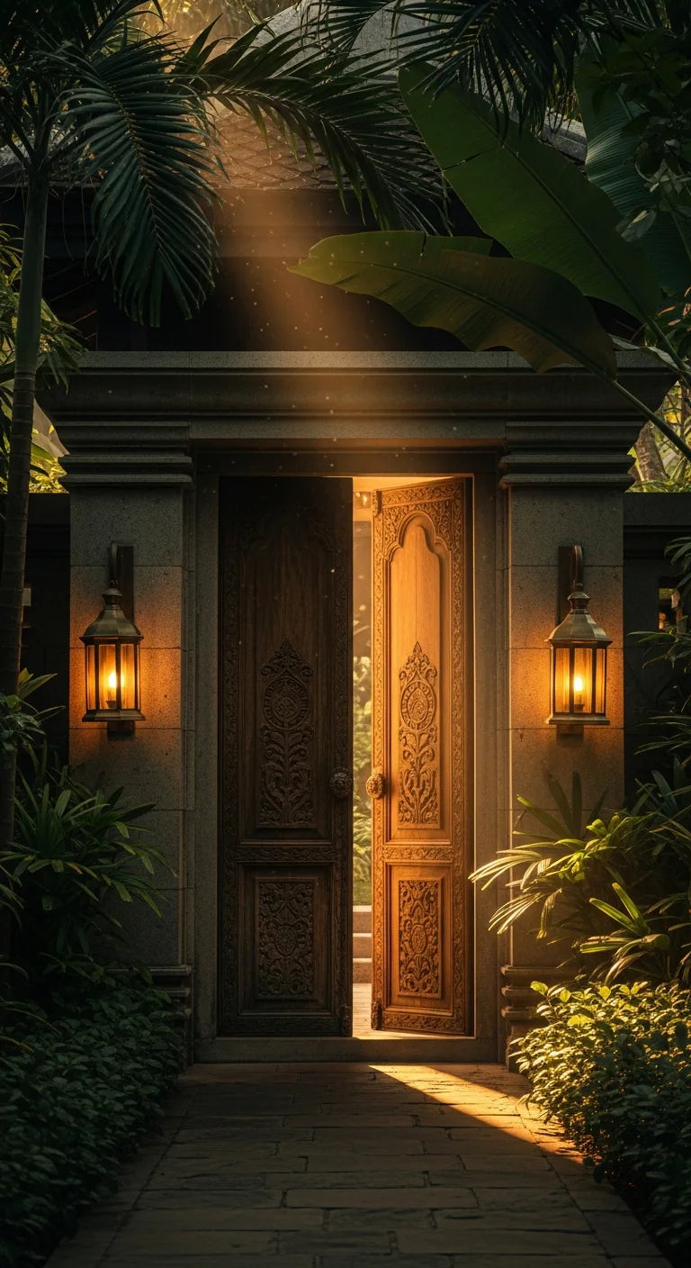 The illuminated entrance to the House of LaurZen